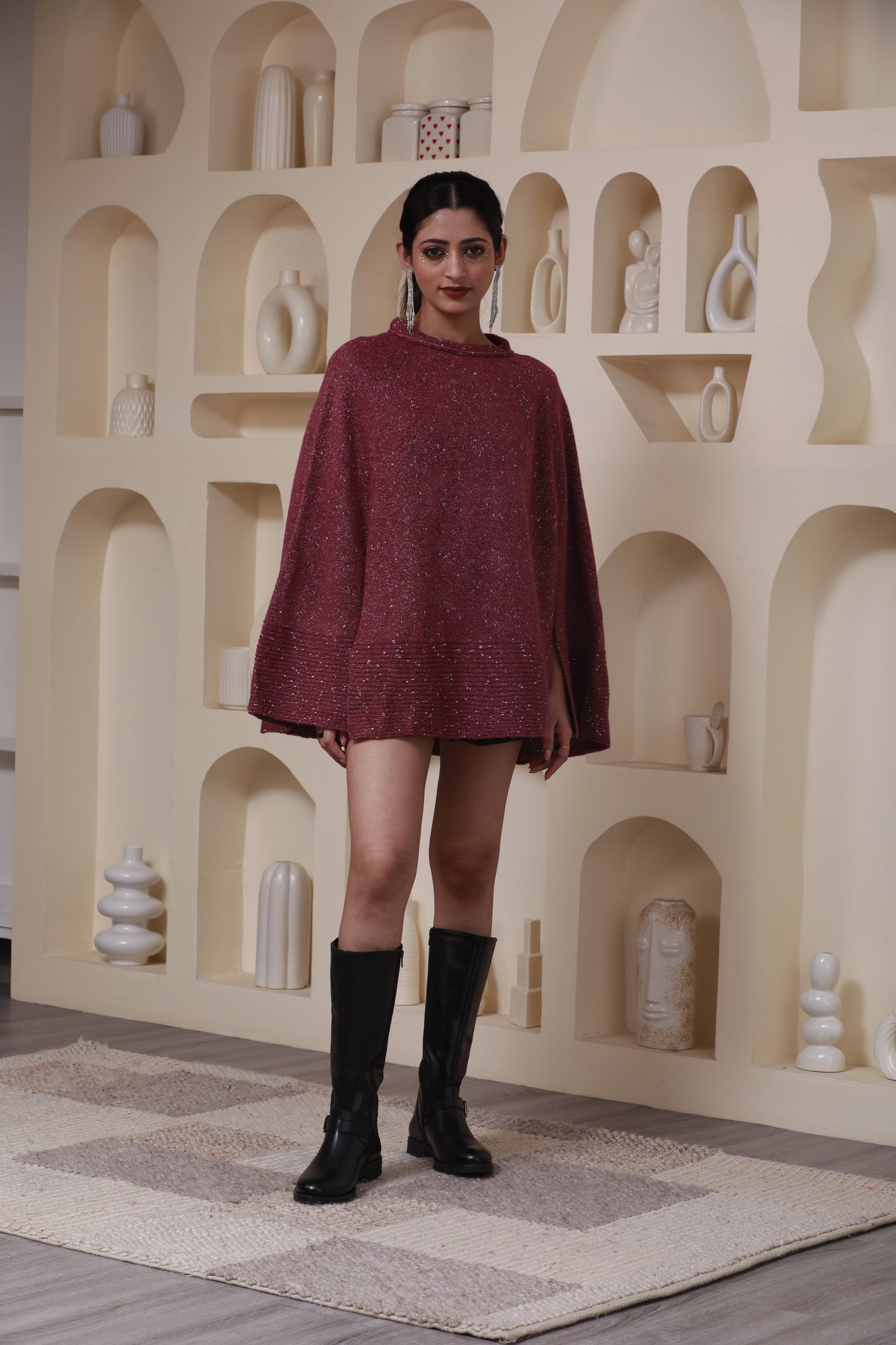 Berry Luxe Glint Poncho