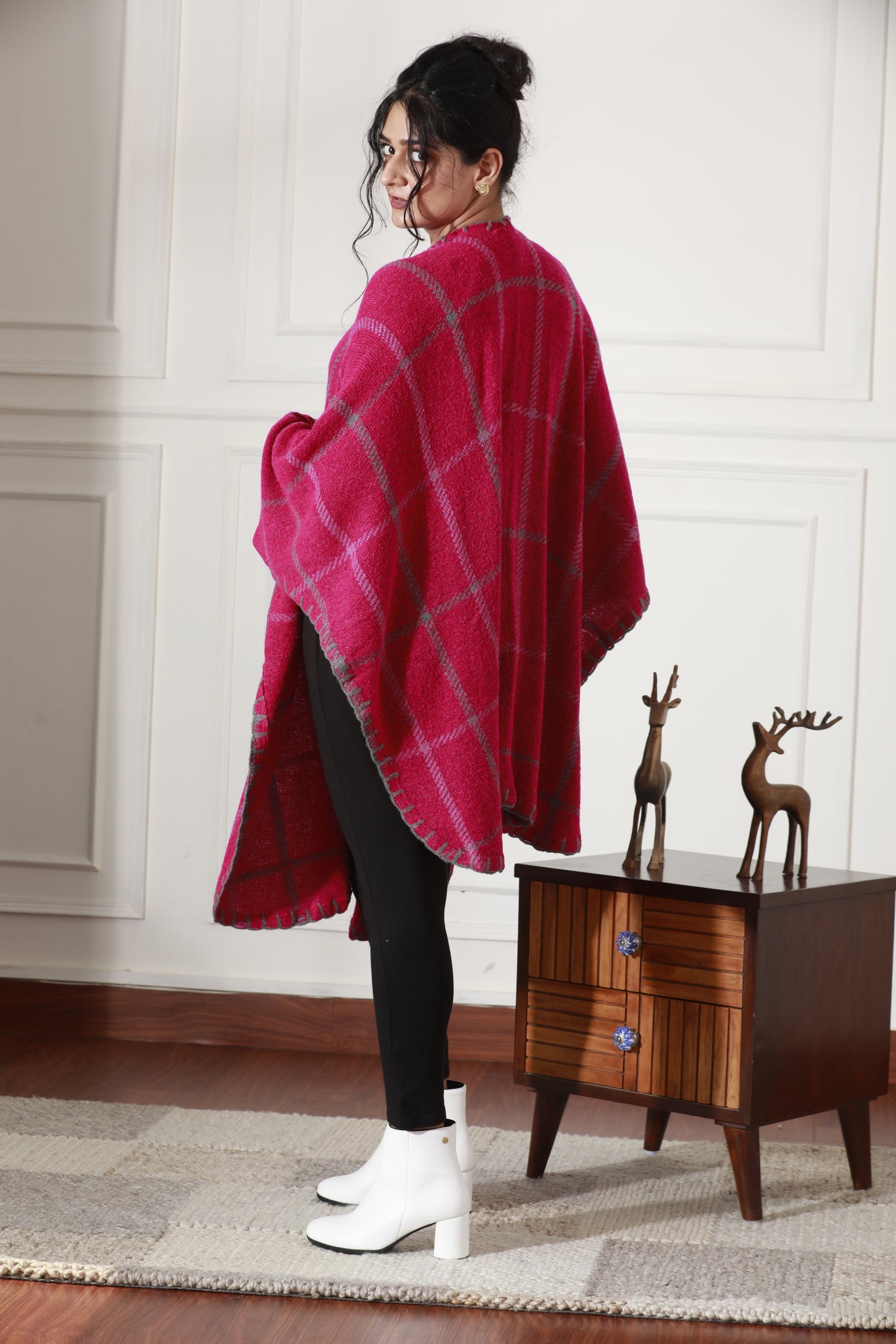 Crimson Grid Luxe Cape