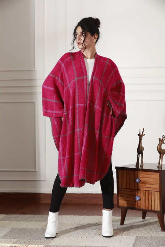 Crimson Grid Luxe Cape