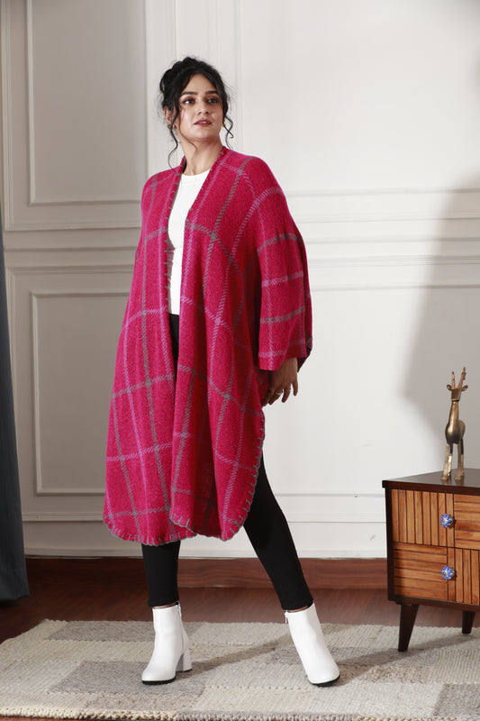 Crimson Grid Luxe Cape